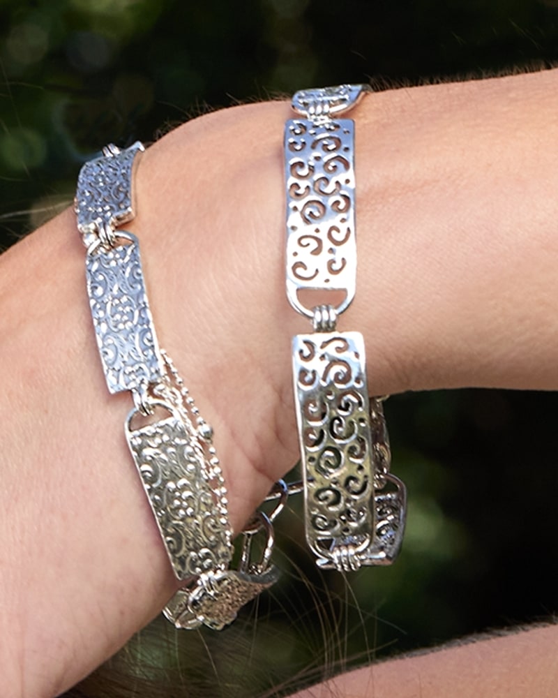 Filigree sterling silver link bracelets