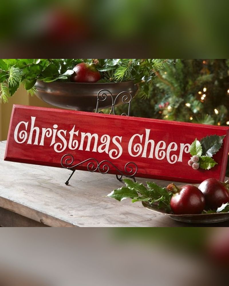 Christmas Cheer lettered wood sign