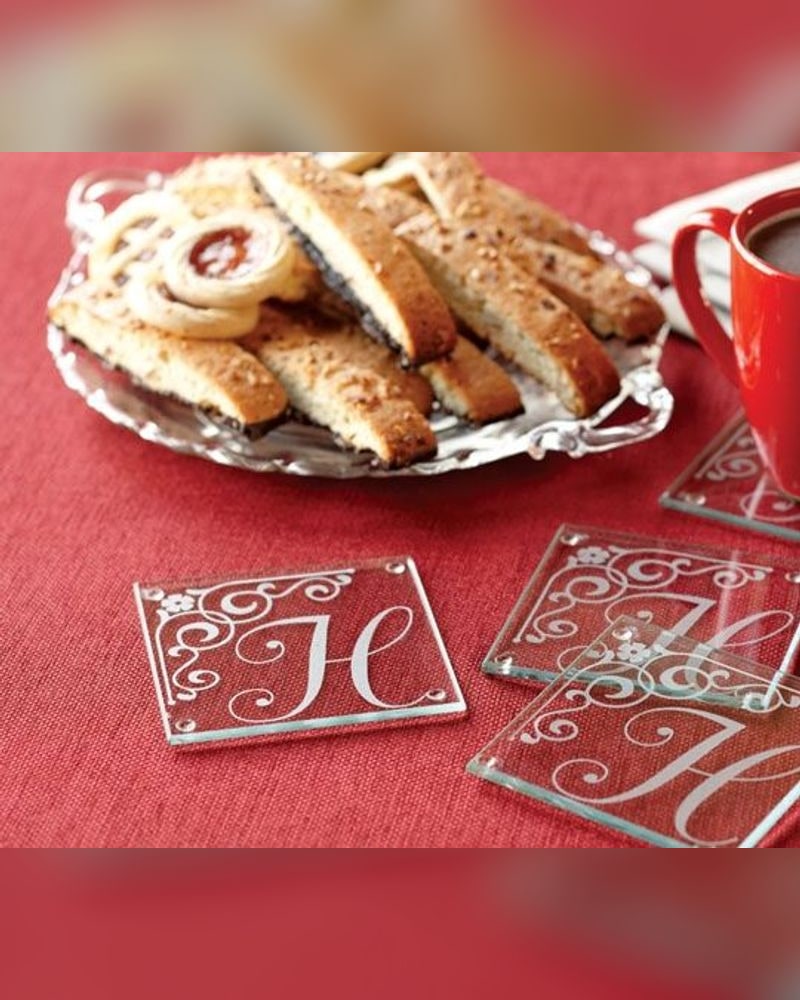 Monogrammed glass coasters