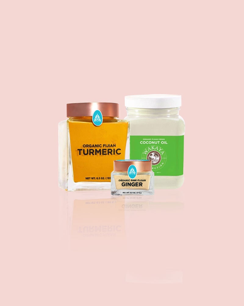 Turmeric and ginger powders with coconut oil