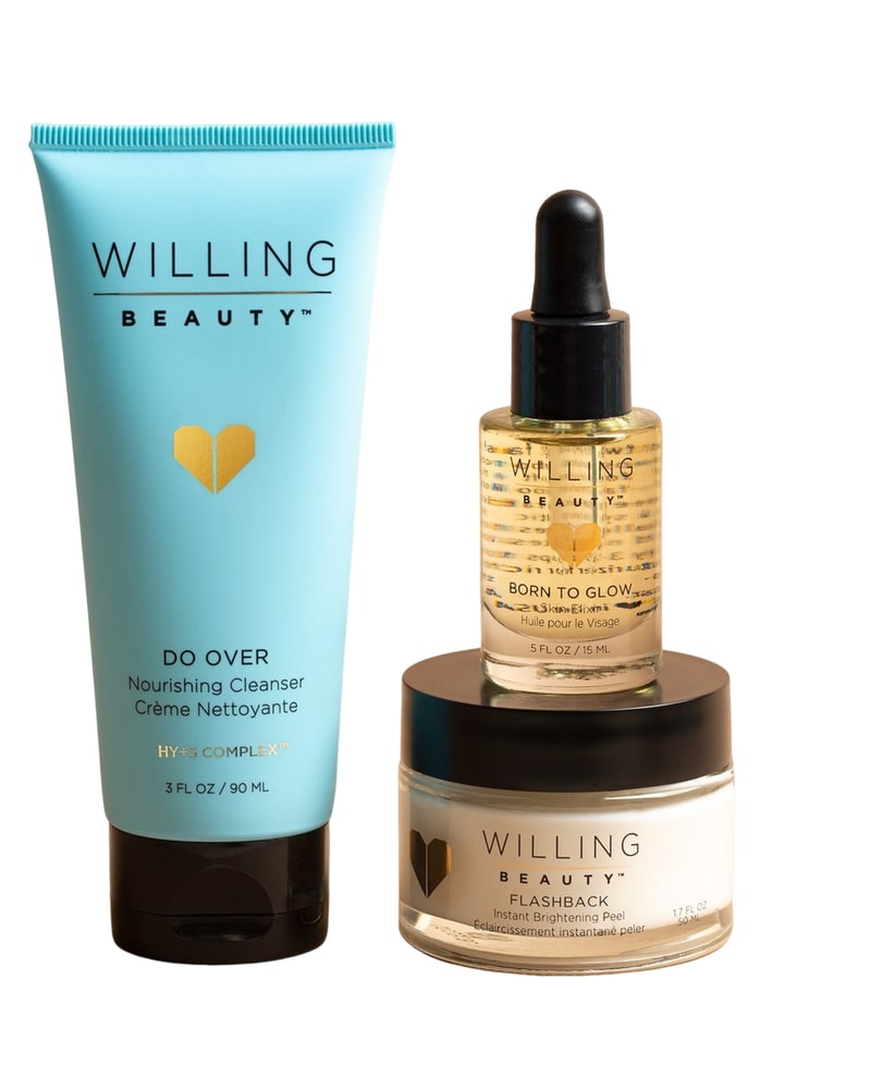 Do Over cleanser, Born to Glow elixir and Flashback peel